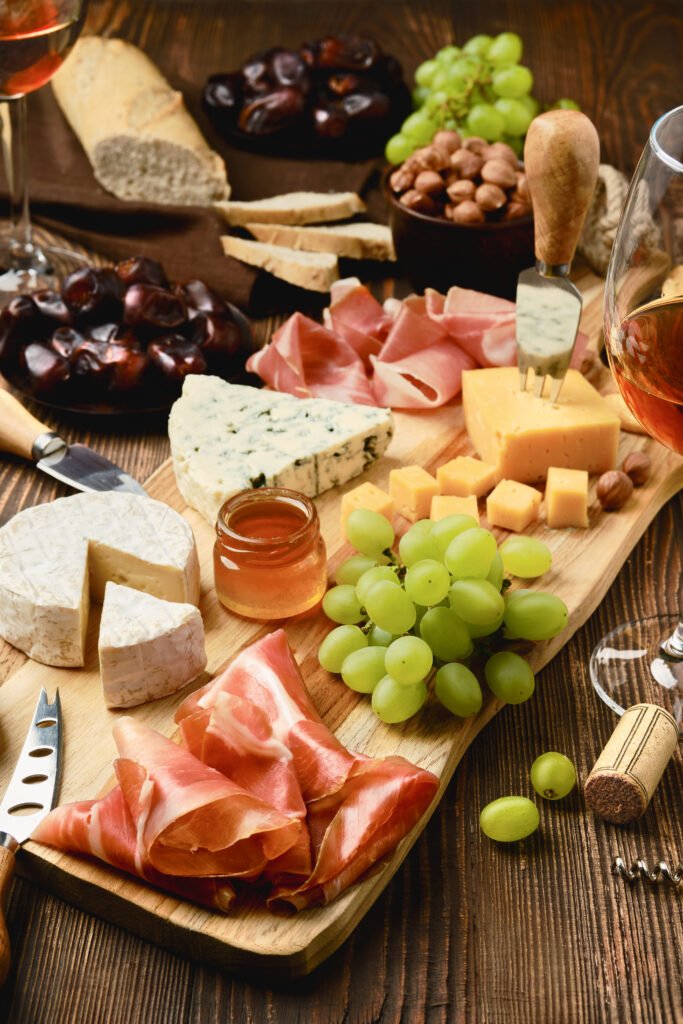 Cheese plate and snack for wine
